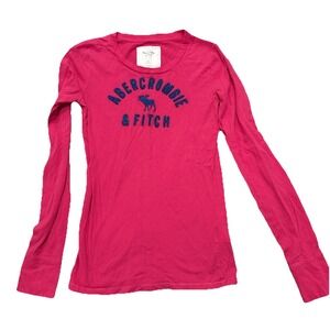Abercrombie and Fitch Women Sz Med Slim Fit Hot Pink Shirt Long Sleeve Y2K  Thin